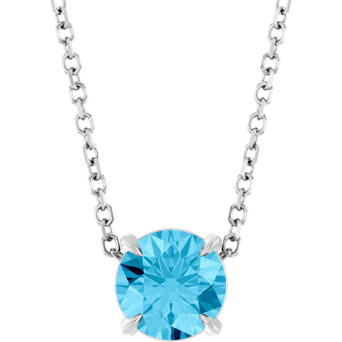 Solitaire Slide Necklace or Pendant - Natural Aquamarine