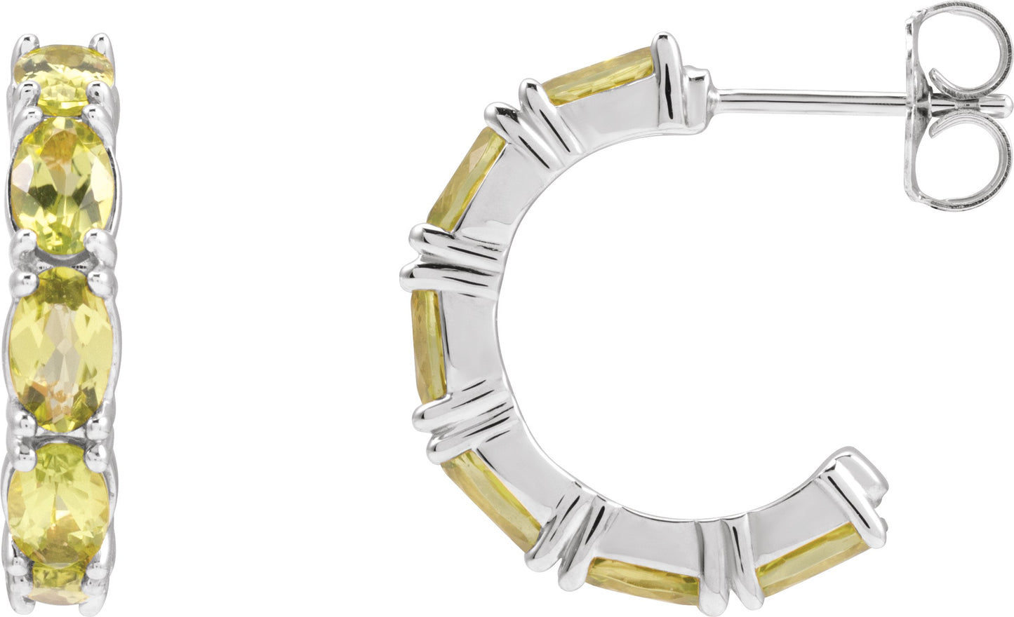 Accented Hoop Earrings - Natural Peridot