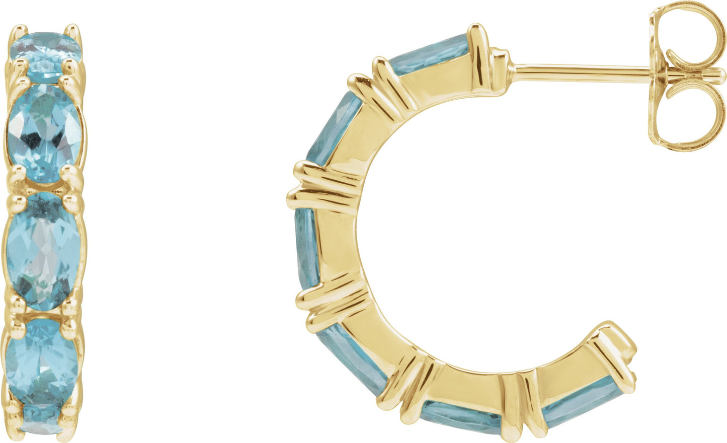 Accented Hoop Earrings - Natural Aquamarine