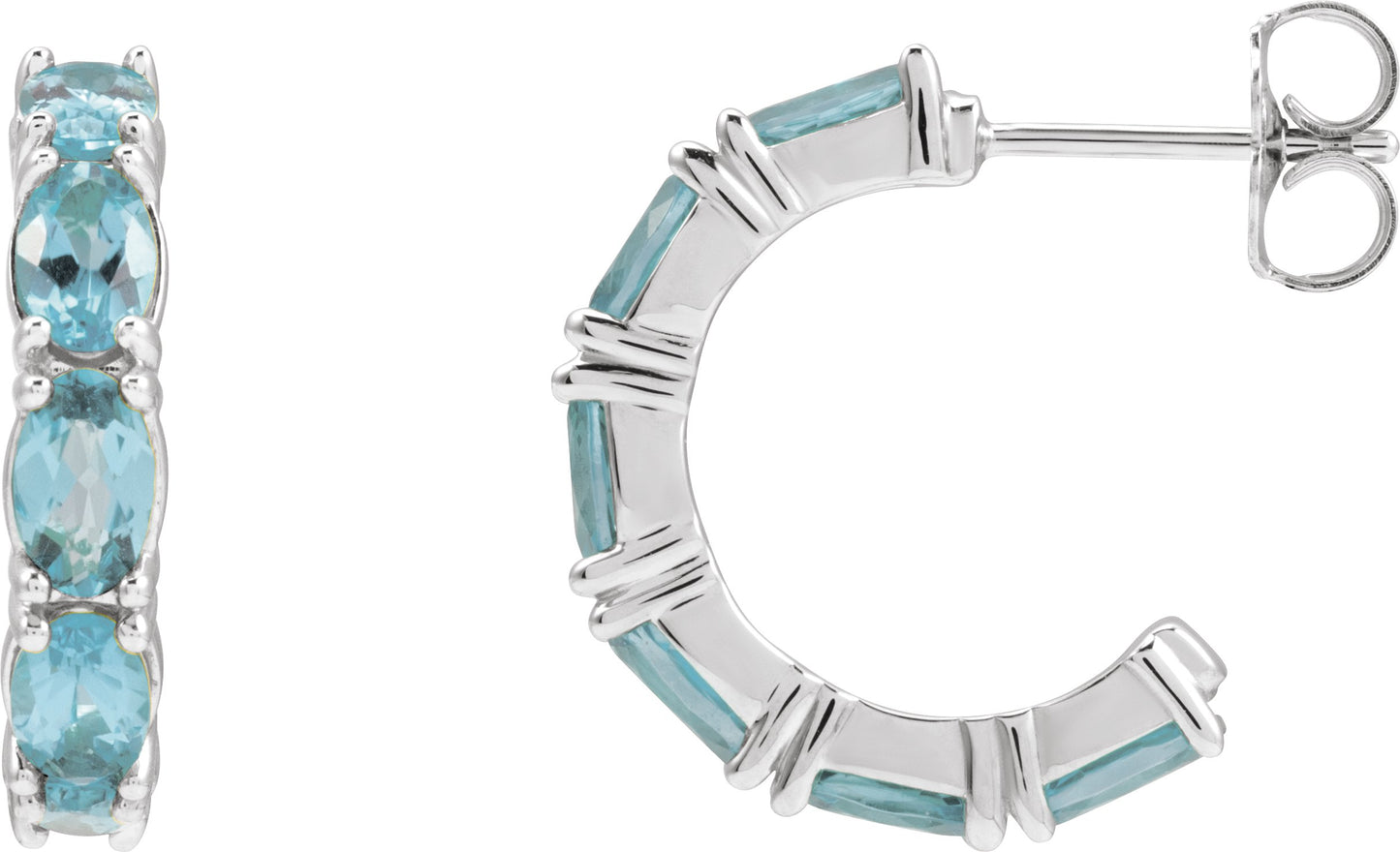 Accented Hoop Earrings - Natural Aquamarine
