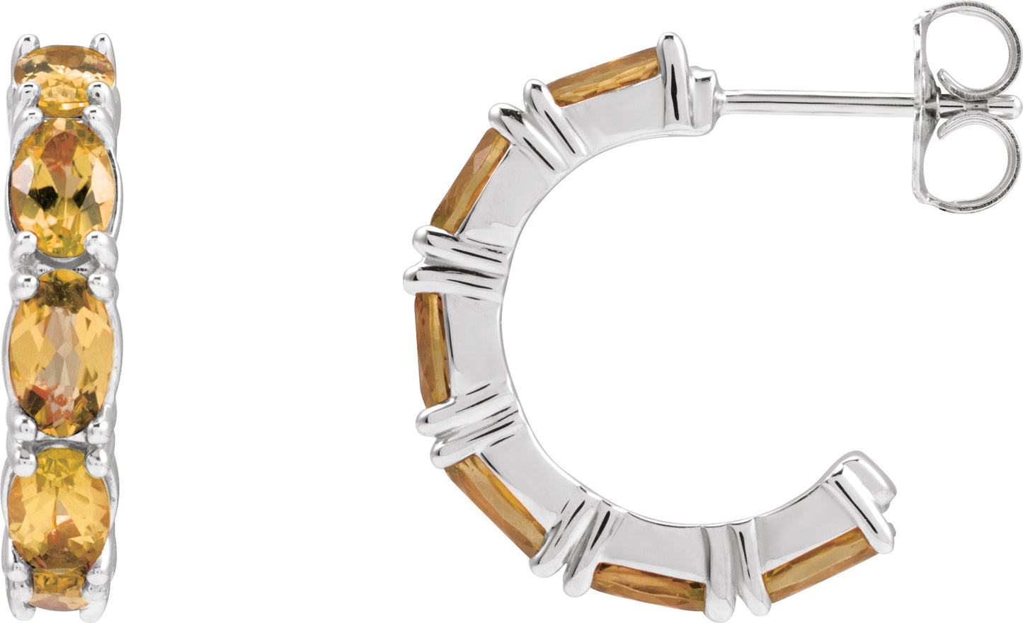 Accented Hoop Earrings - Natural Citrine