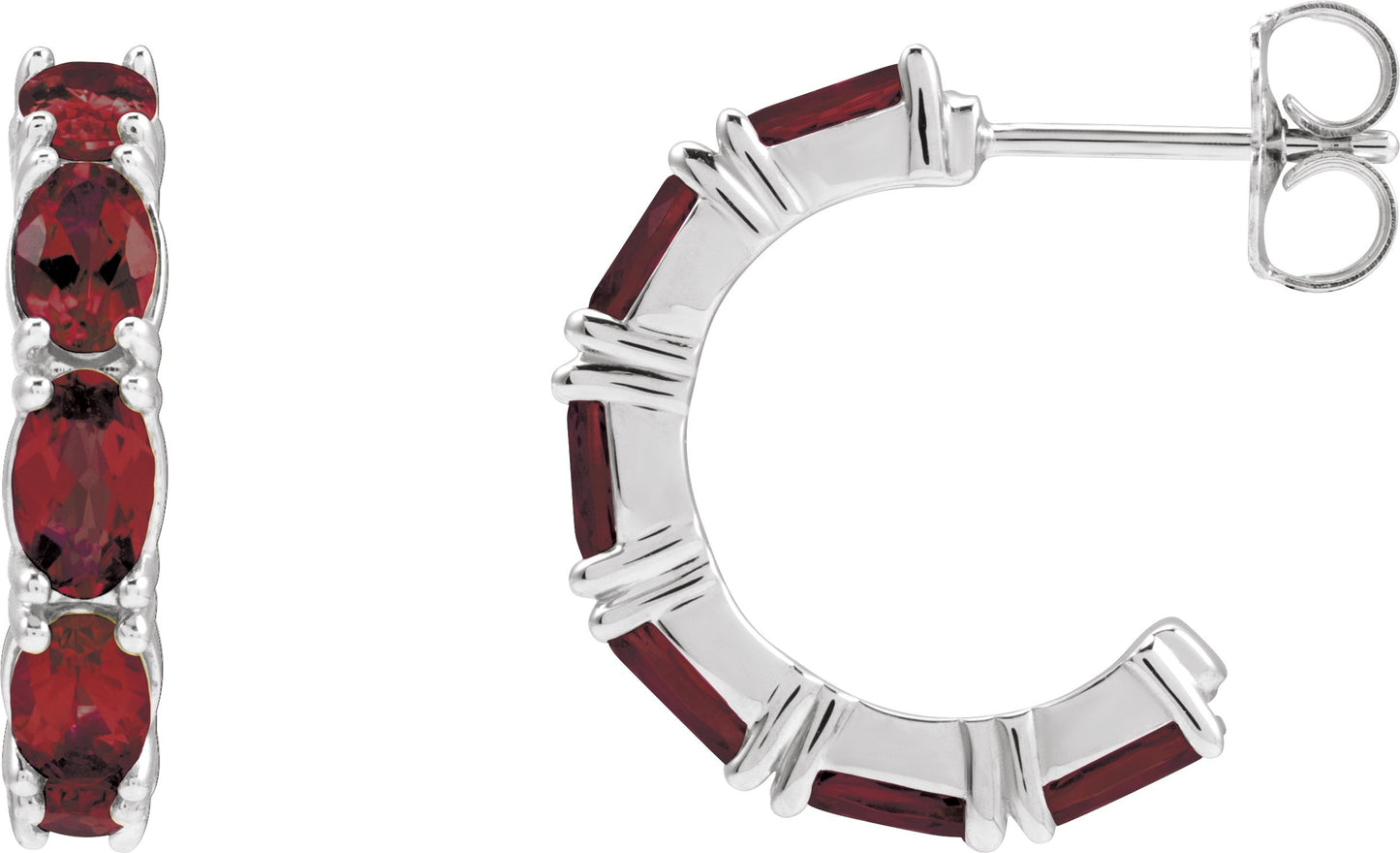 Accented Hoop Earrings - Natural Mozambique Garnet
