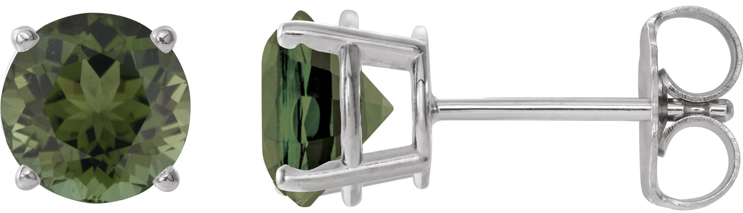 Green Tourmaline Stud Earrings