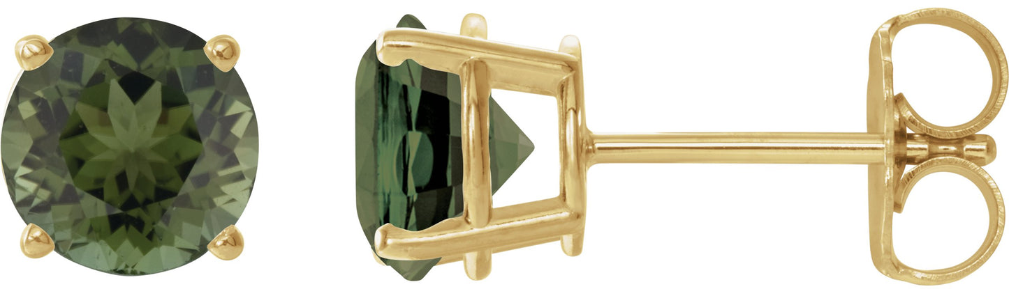 Green Tourmaline Stud Earrings