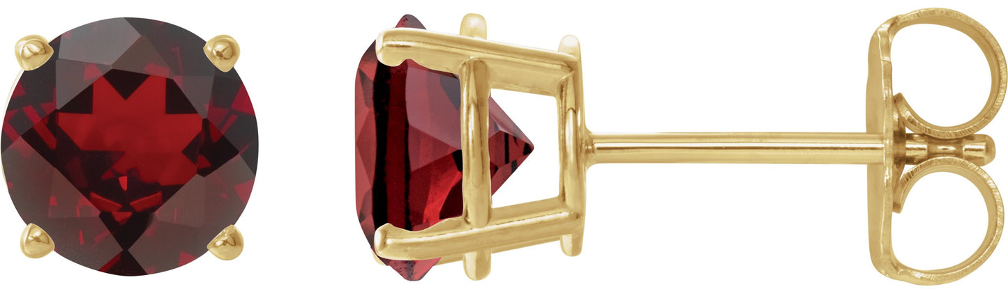 Round 4-Prong Lightweight Stud Earrings - Natural Mozambique Garnet
