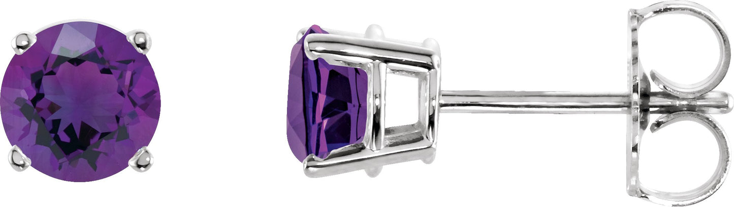 Round Amethyst Stud Earrings