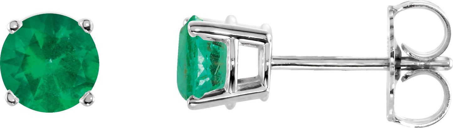 Round Emerald Stud Earrings