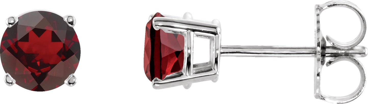 Round 4-Prong Lightweight Stud Earrings - Natural Mozambique Garnet