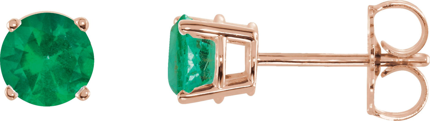 Round Emerald Stud Earrings