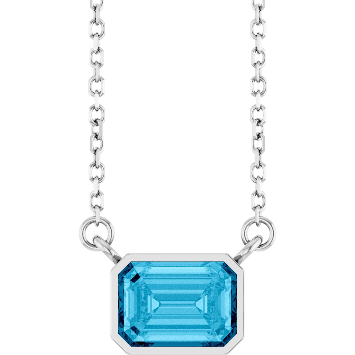 Solitaire Necklace - Natural Aquamarine