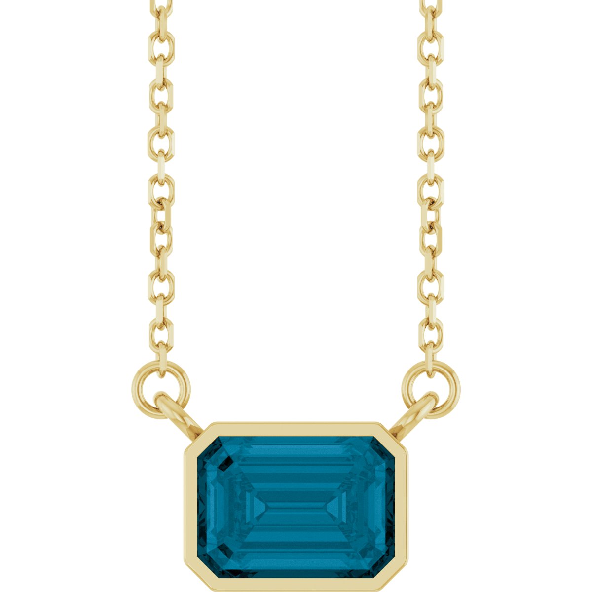 Solitaire Necklace - Natural London Blue Topaz
