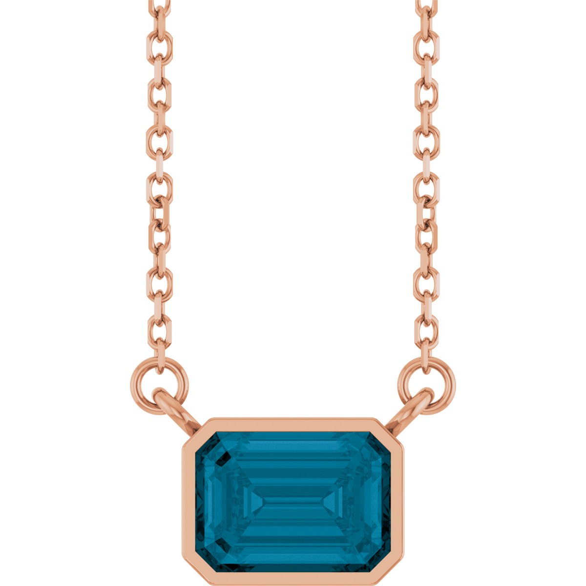 Solitaire Necklace - Natural London Blue Topaz