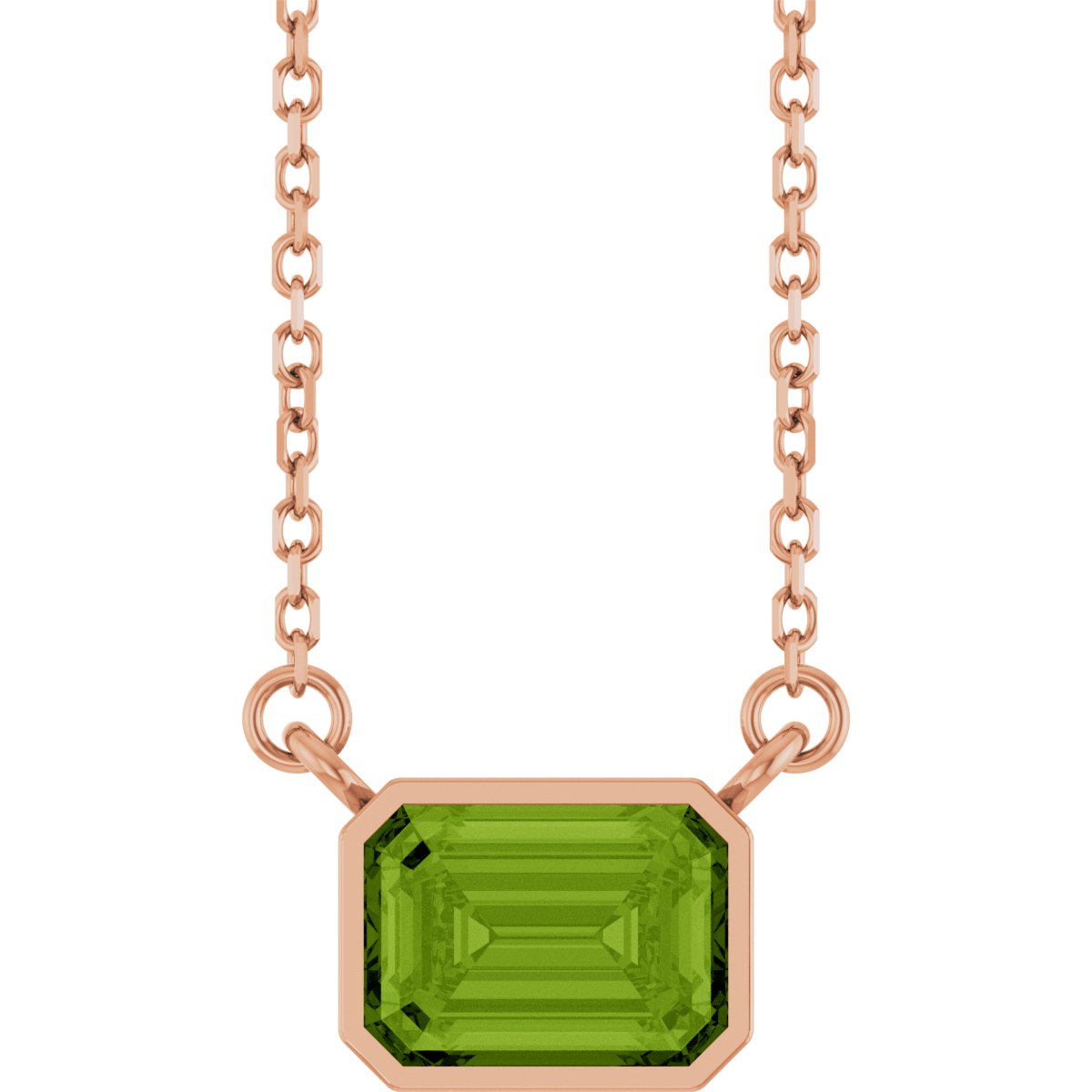 Solitaire Necklace - Natural Peridot