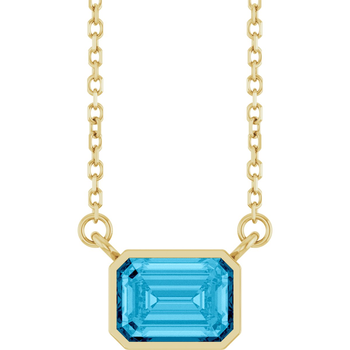 Solitaire Necklace - Natural Aquamarine