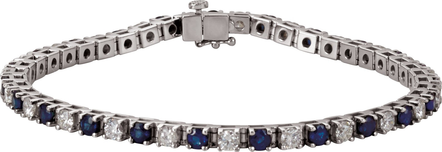 Blue Sapphire & Diamond Tennis Bracelet