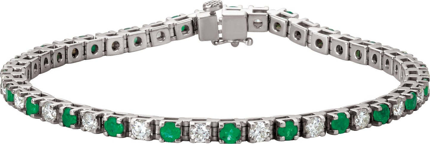 Emerald & Diamond Tennis Bracelet