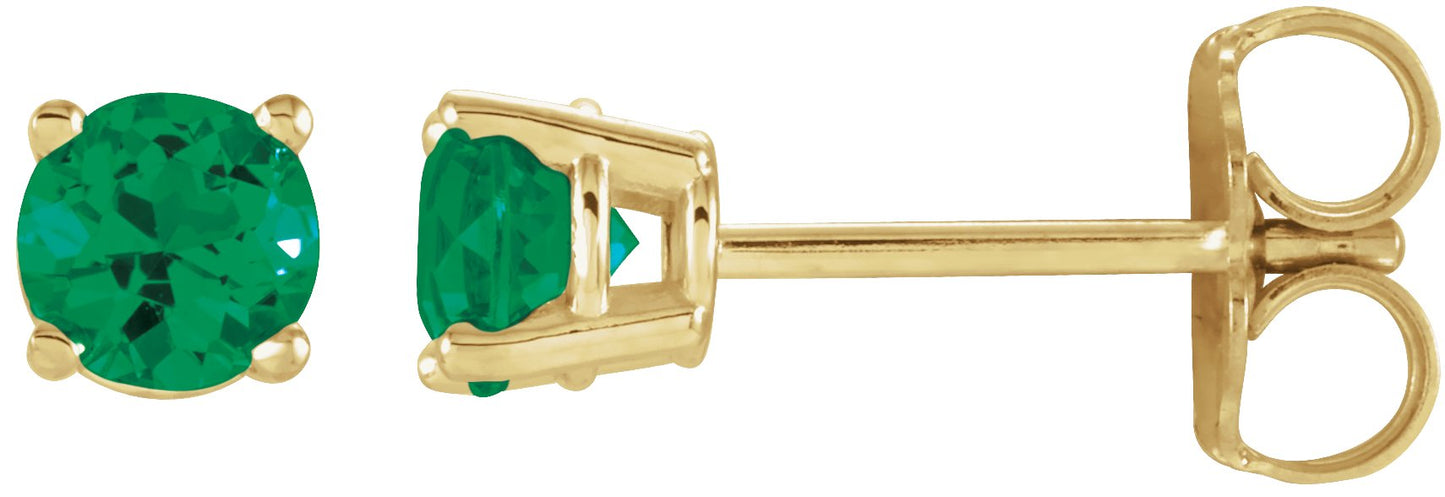 Round Emerald Stud Earrings