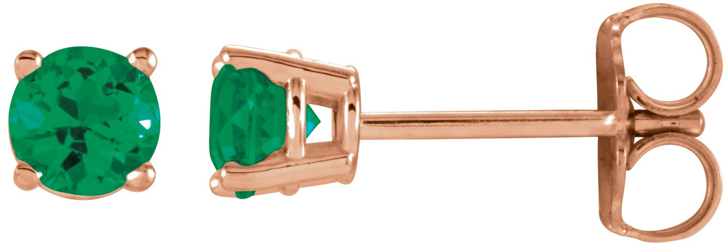 Round Emerald Stud Earrings