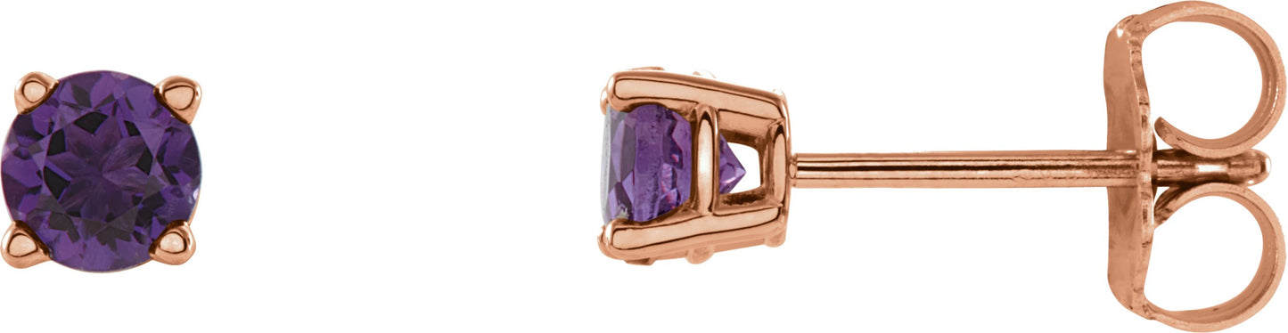 Round Amethyst Stud Earrings