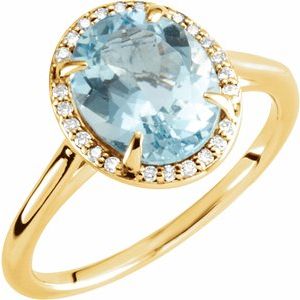 Halo-Style Ring -  Natural Aquamarine