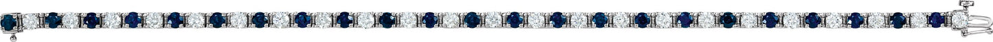 Blue Sapphire & Diamond Tennis Bracelet