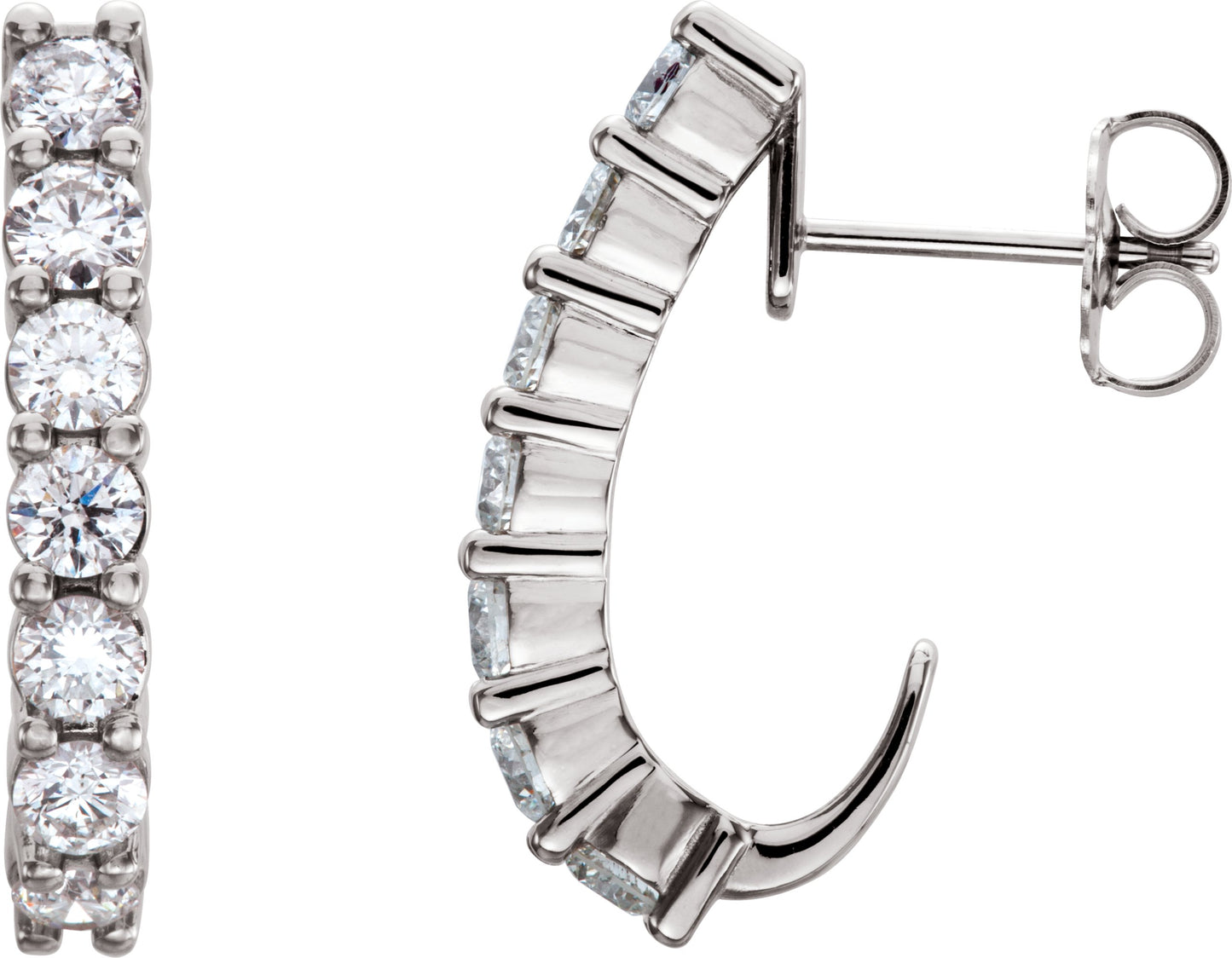J-Hoop Earrings - Natural Diamond