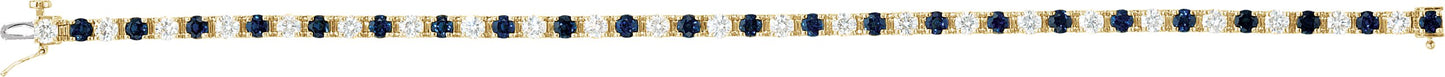 Blue Sapphire & Diamond Tennis Bracelet