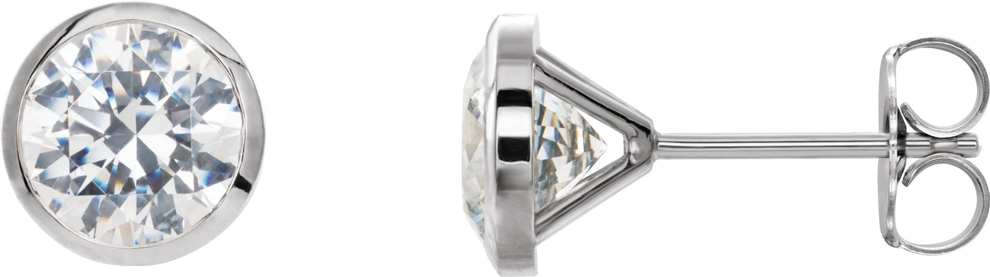 Round Bezel-Set Stud Earrings - Lab Diamond