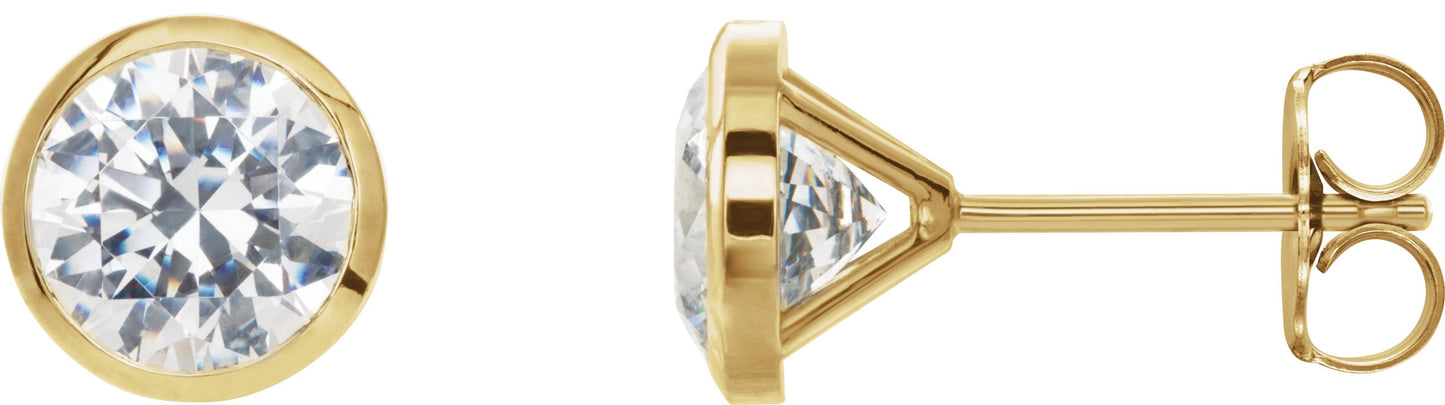 Round Bezel-Set Stud Earrings - Lab Diamond