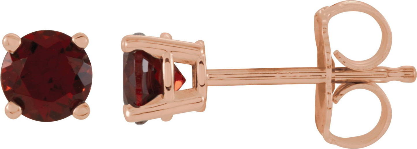 Round 4-Prong Lightweight Stud Earrings - Natural Mozambique Garnet