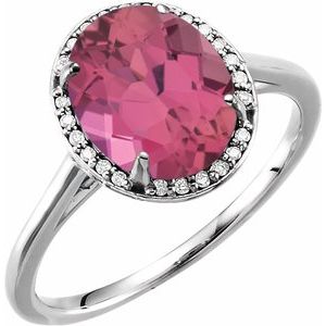 Halo-Style Ring - Natural Pink Tourmaline