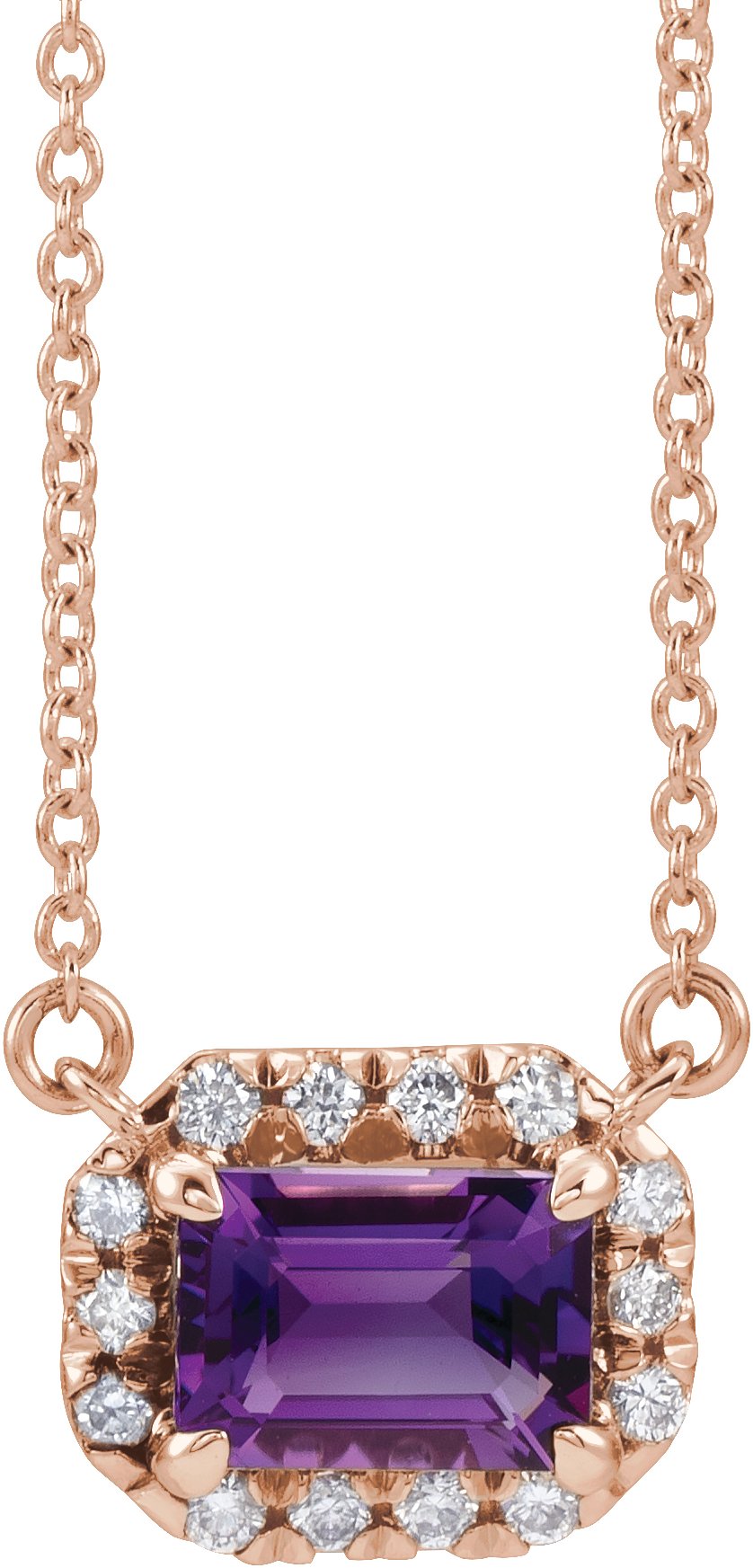 French-Set Halo-Style Necklace or Center - Natural Amethyst