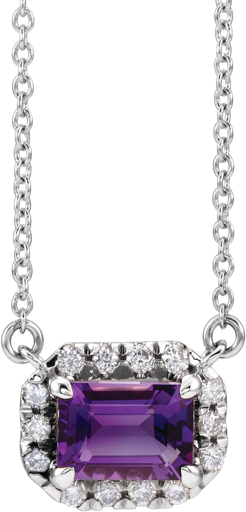 French-Set Halo-Style Necklace or Center - Natural Amethyst