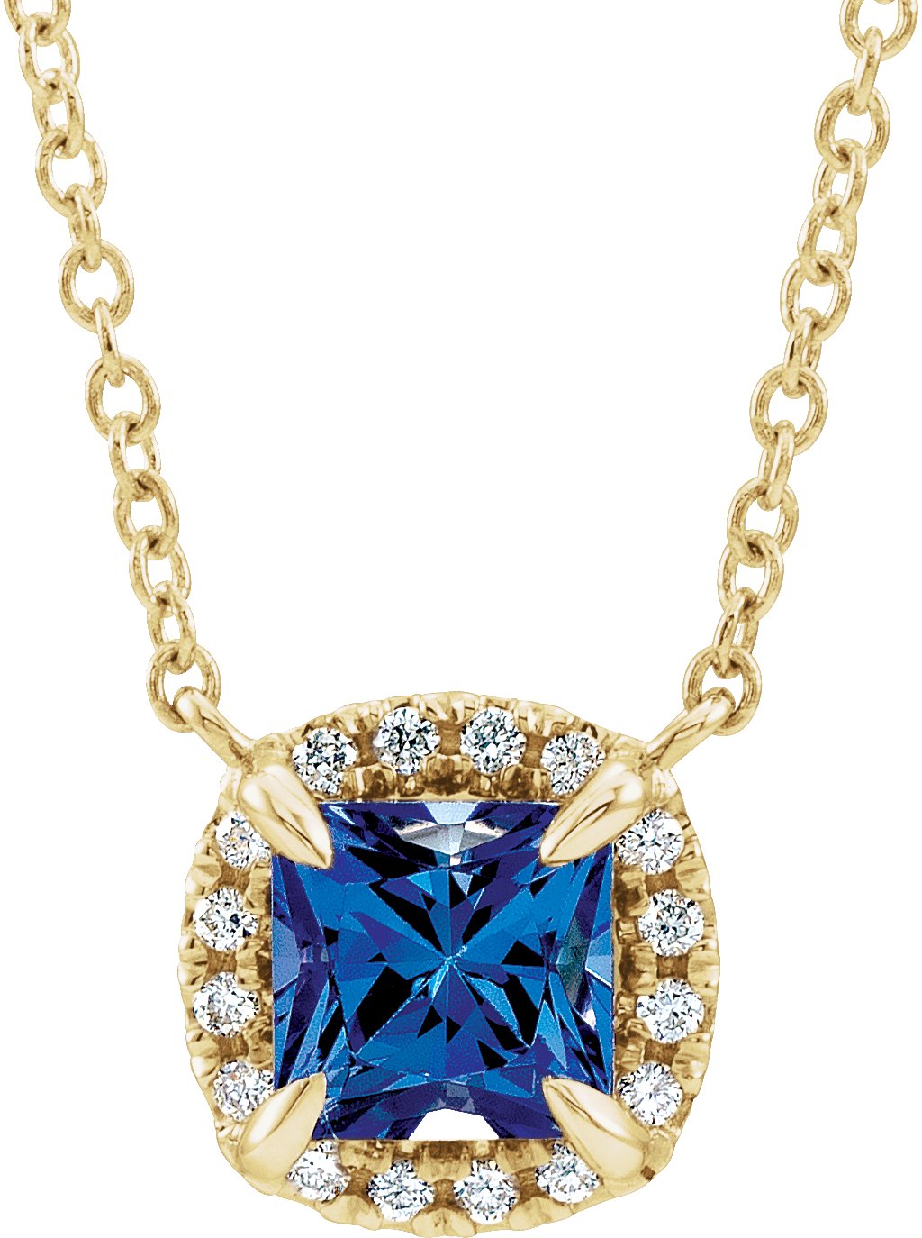 Halo-Style Necklace or Center - Natural Blue Sapphire