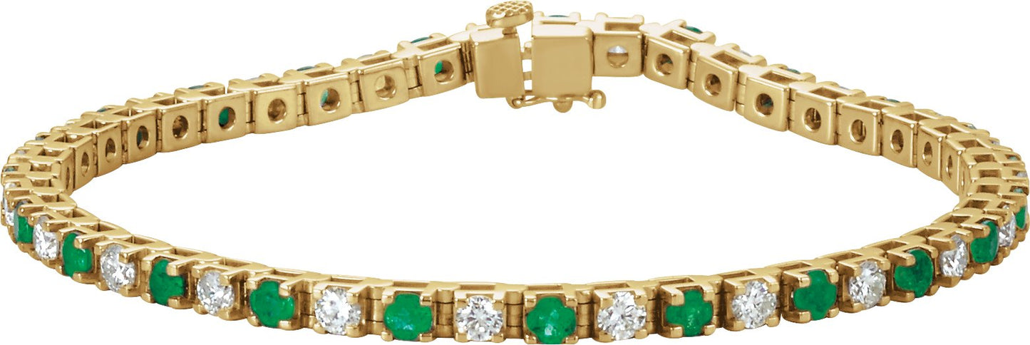 Emerald & Diamond Tennis Bracelet
