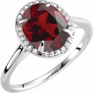 Halo-Style Ring - Natural Mozambique Garnet