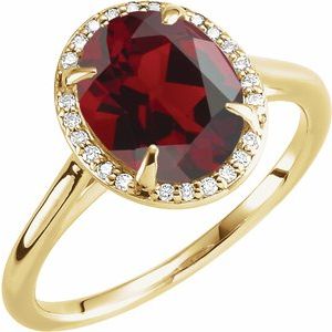 Halo-Style Ring - Natural Mozambique Garnet