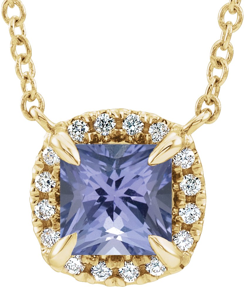 Halo-Style Necklace or Center - Natural Tanzanite