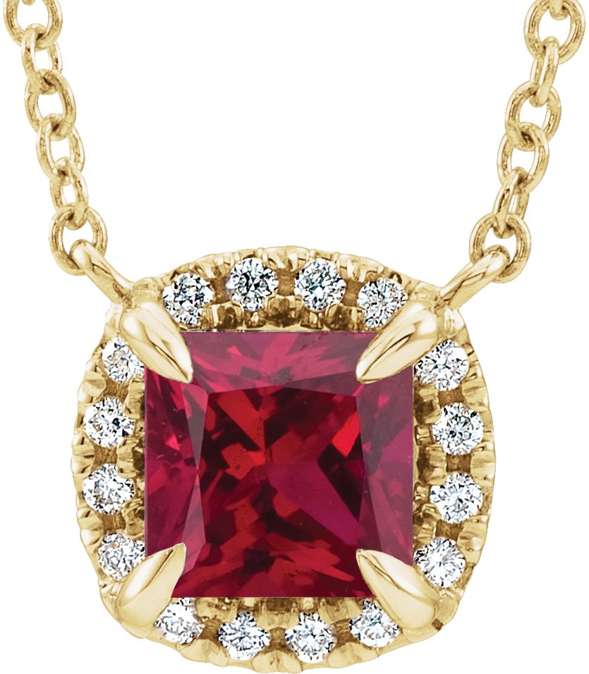 Halo-Style Necklace or Center - Natural Ruby