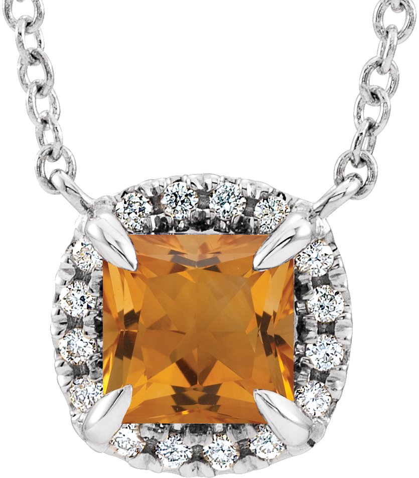Halo-Style Necklace or Center - Natural Citrine