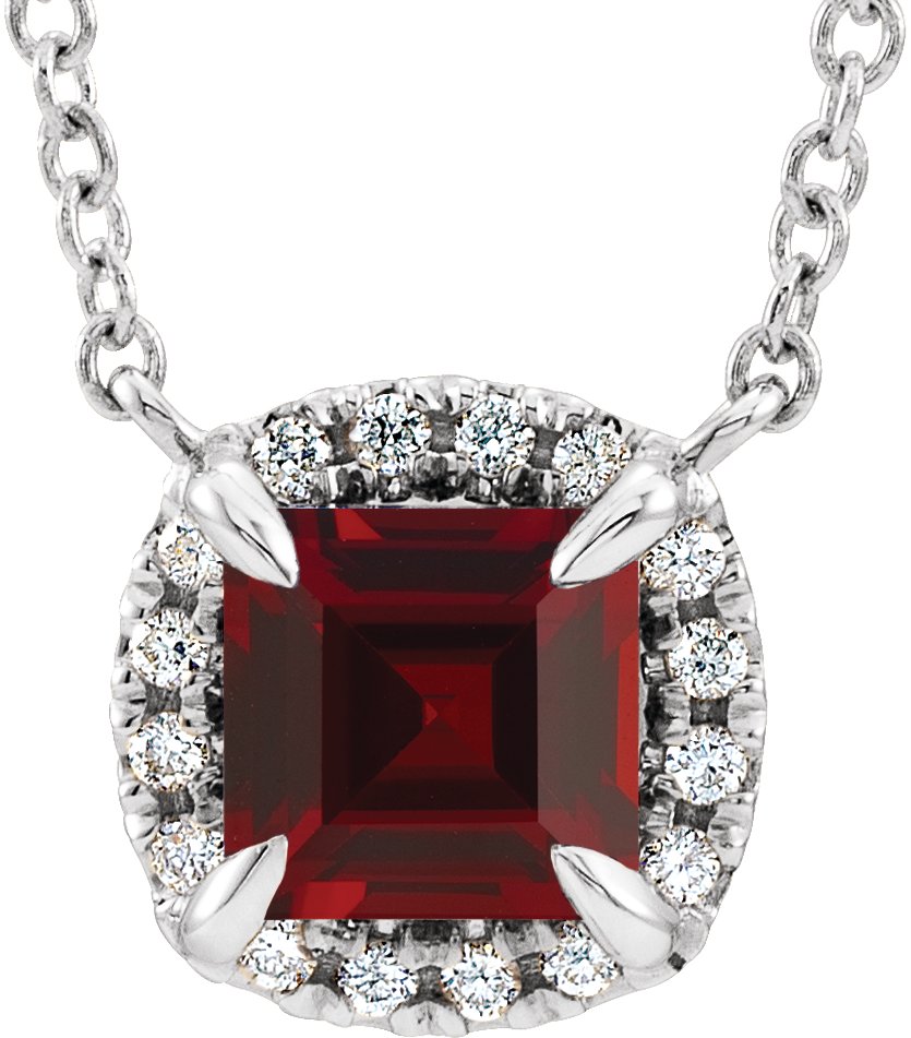 Halo-Style Necklace or Center - Natural Mozambique Garnet