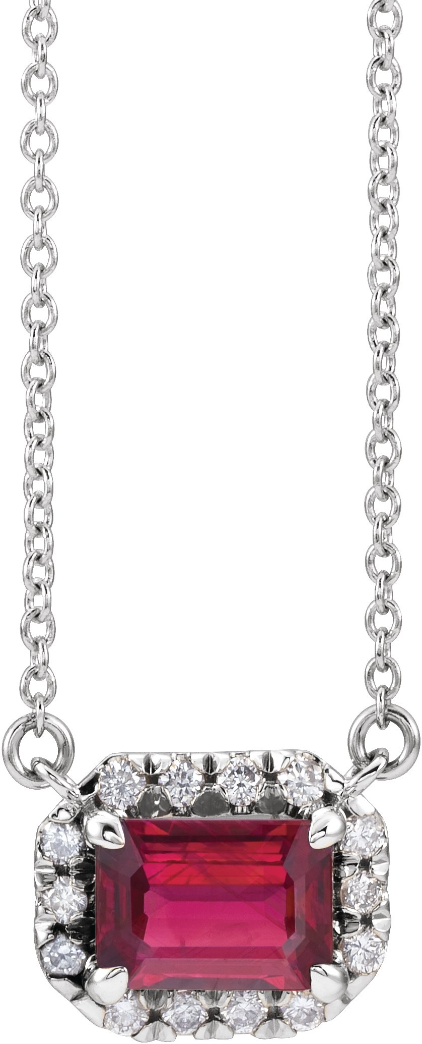 French-Set Halo-Style Necklace or Center - Natural Ruby