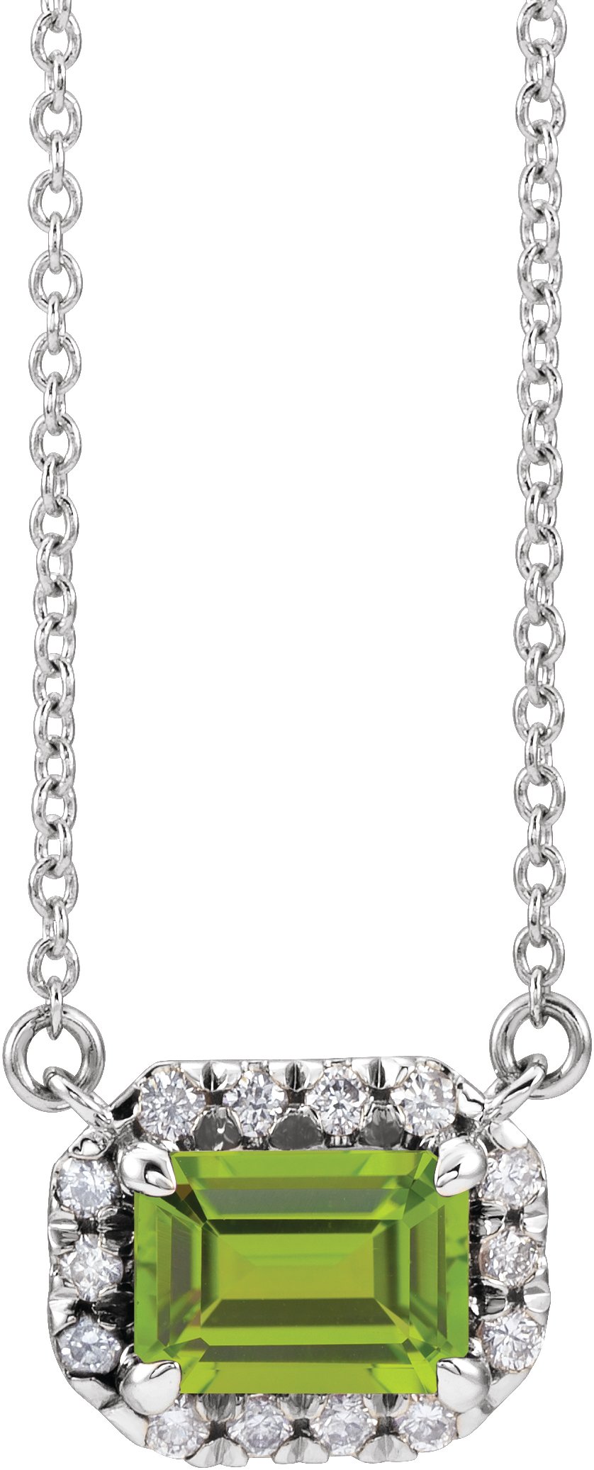 French-Set Halo-Style Necklace or Center - Natural Peridot