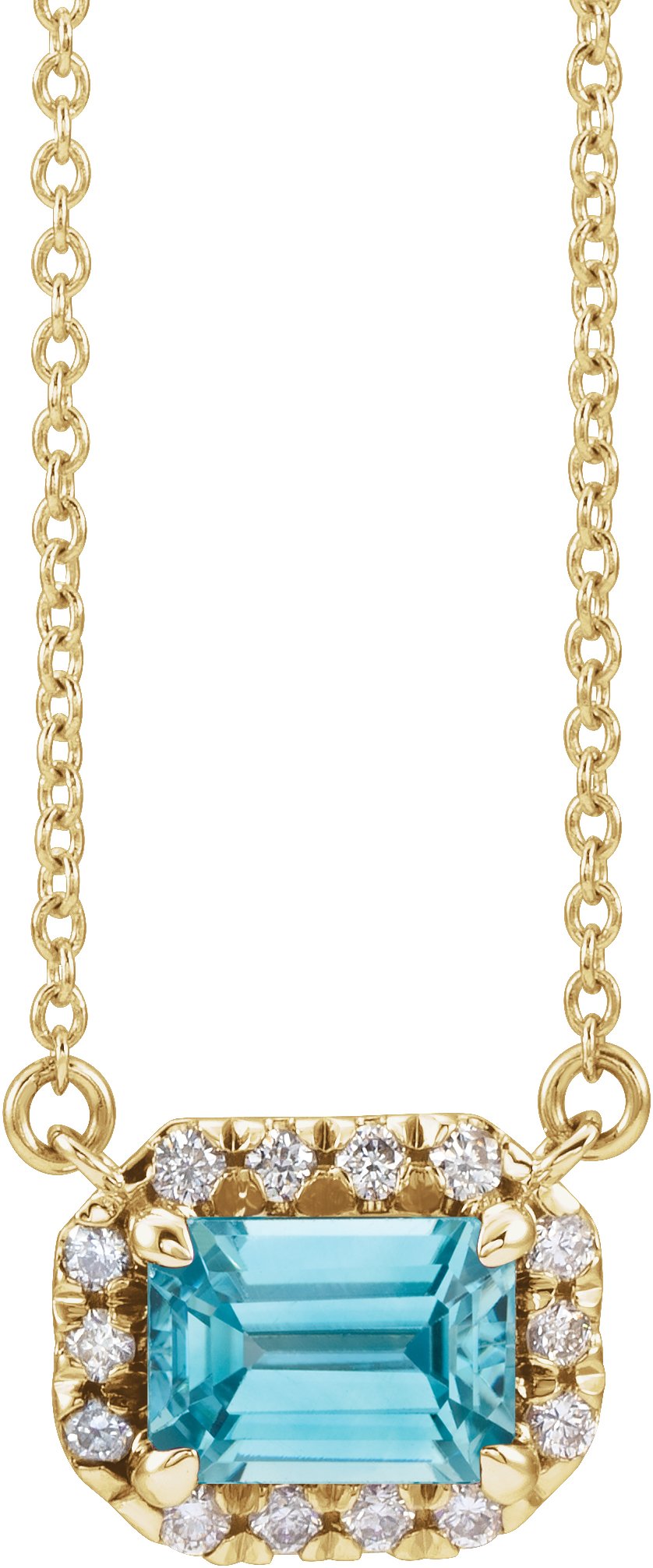 French-Set Halo-Style Necklace or Center - Natural Blue Zircon