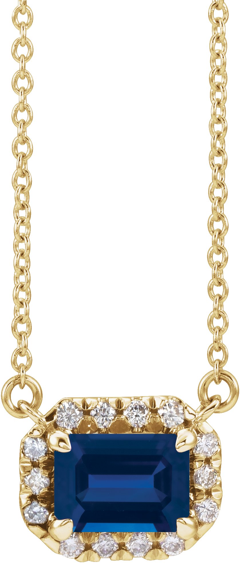 French-Set Halo-Style Necklace or Center - Natural Blue Sapphire