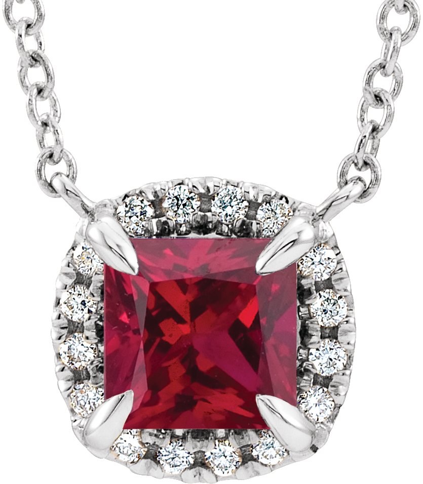 Halo-Style Necklace or Center - Natural Ruby