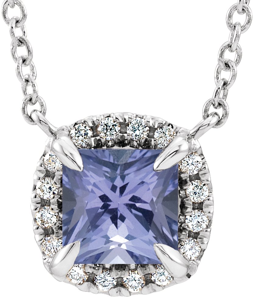 Halo-Style Necklace or Center - Natural Tanzanite