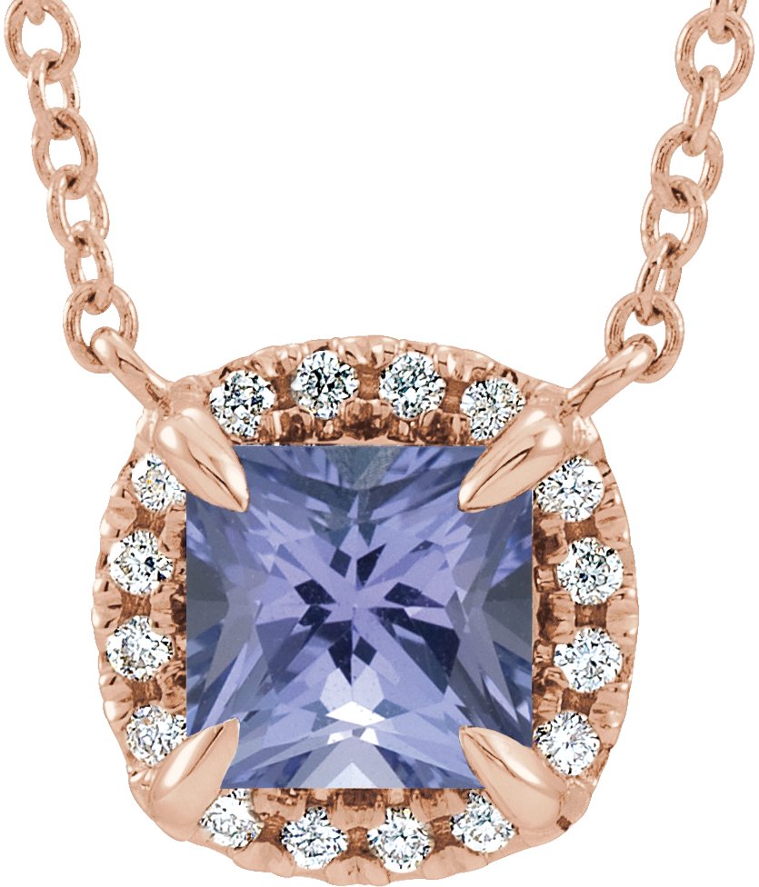 Halo-Style Necklace or Center - Natural Tanzanite