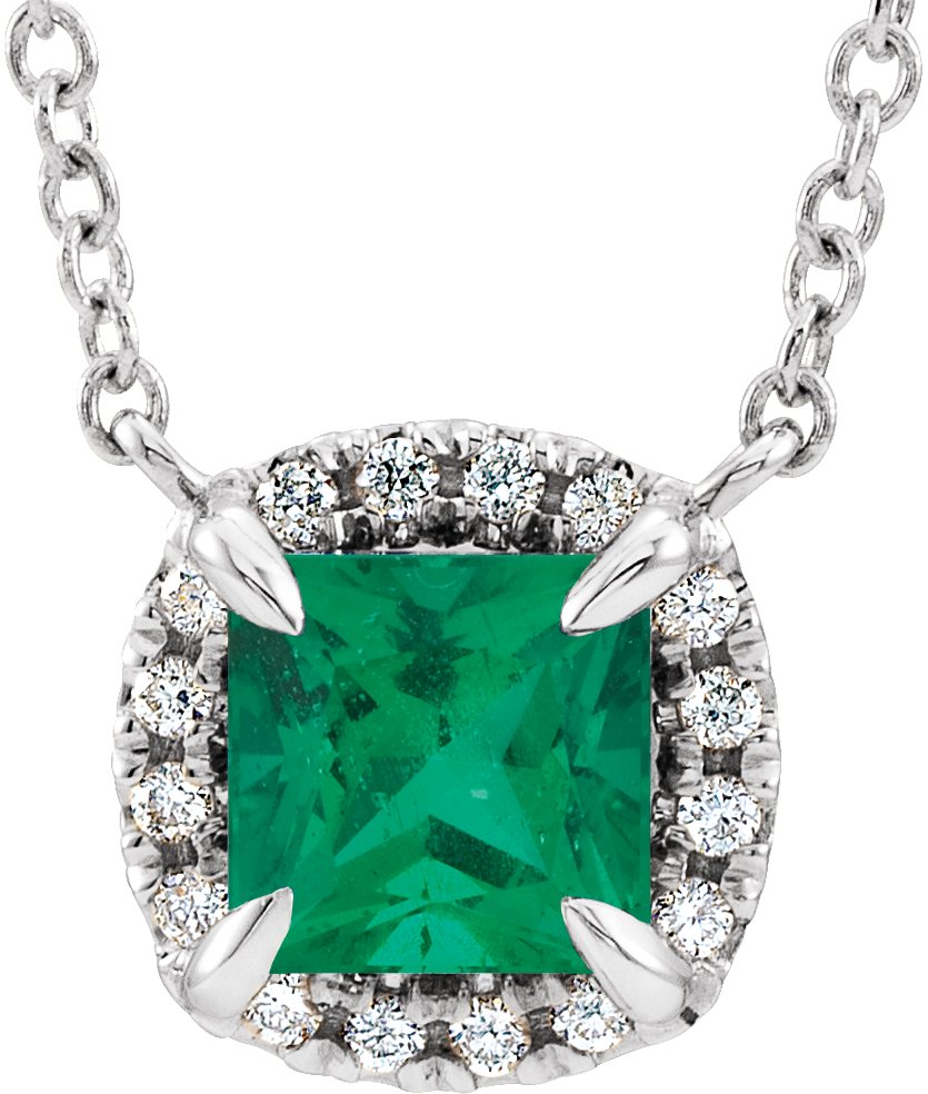 Halo-Style Necklace or Center - Natural Emerald
