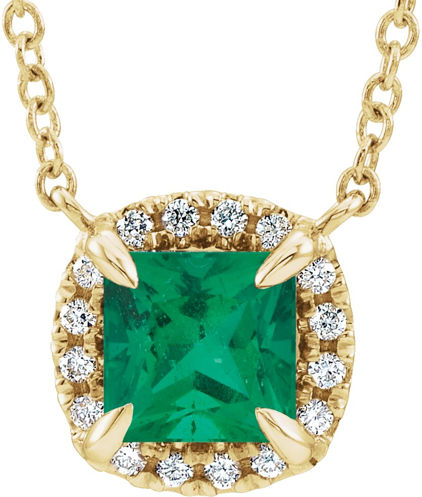 Halo-Style Necklace or Center - Natural Emerald